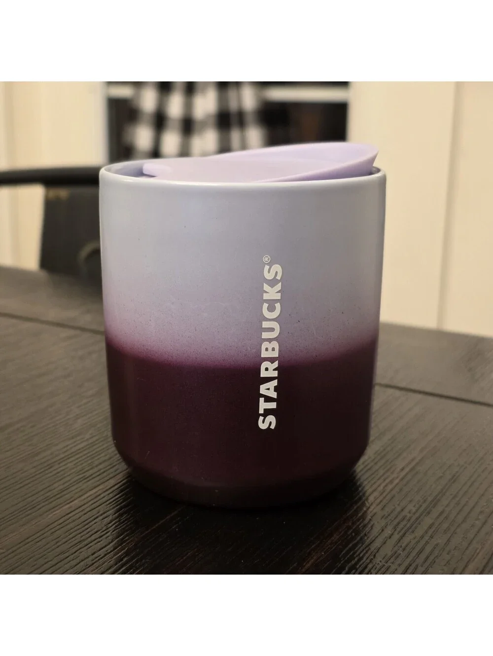 Starbucks Ceramic Tumbler Unisex 8oz Purple Ombre Lilac With Lid VGC